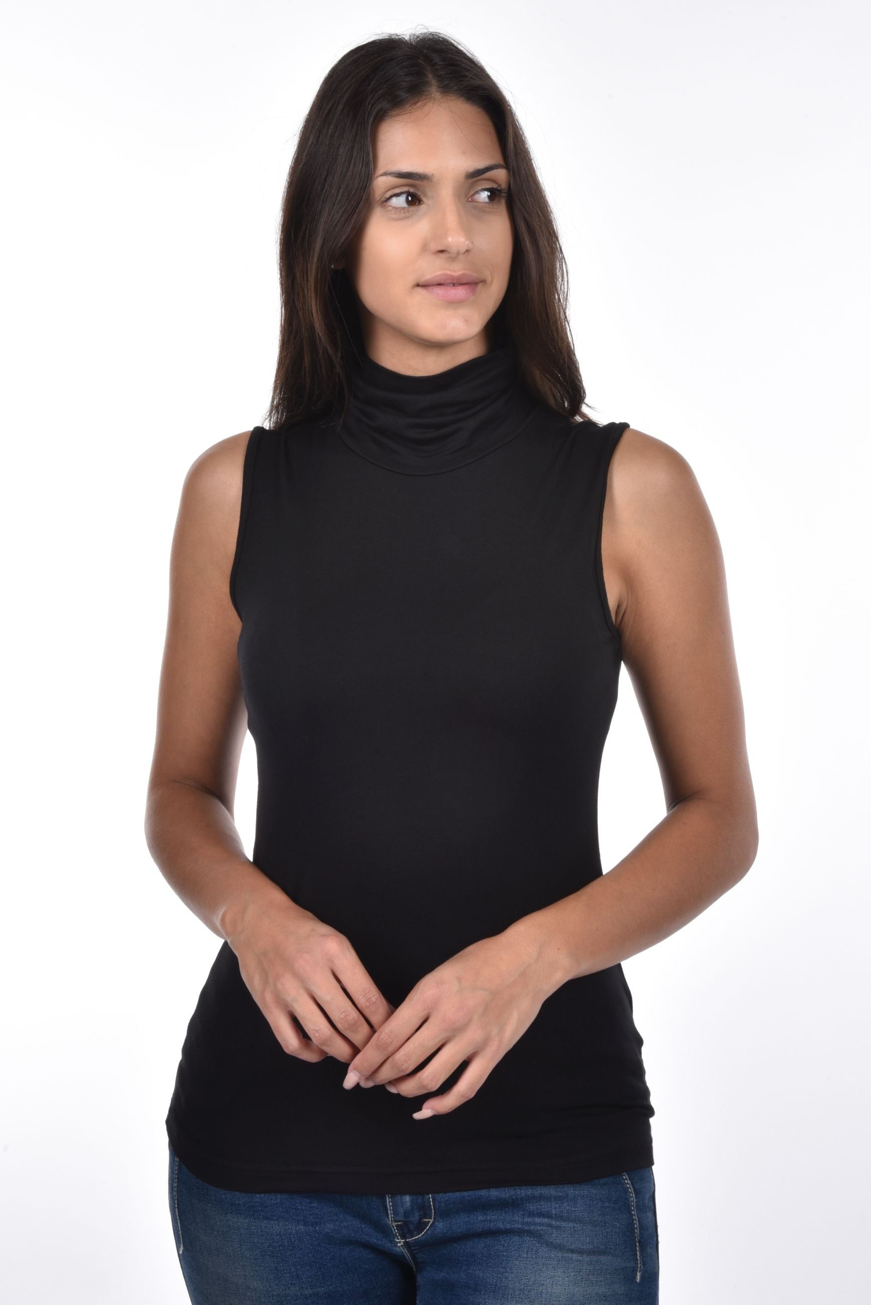 Barrie sleeveless roll neck