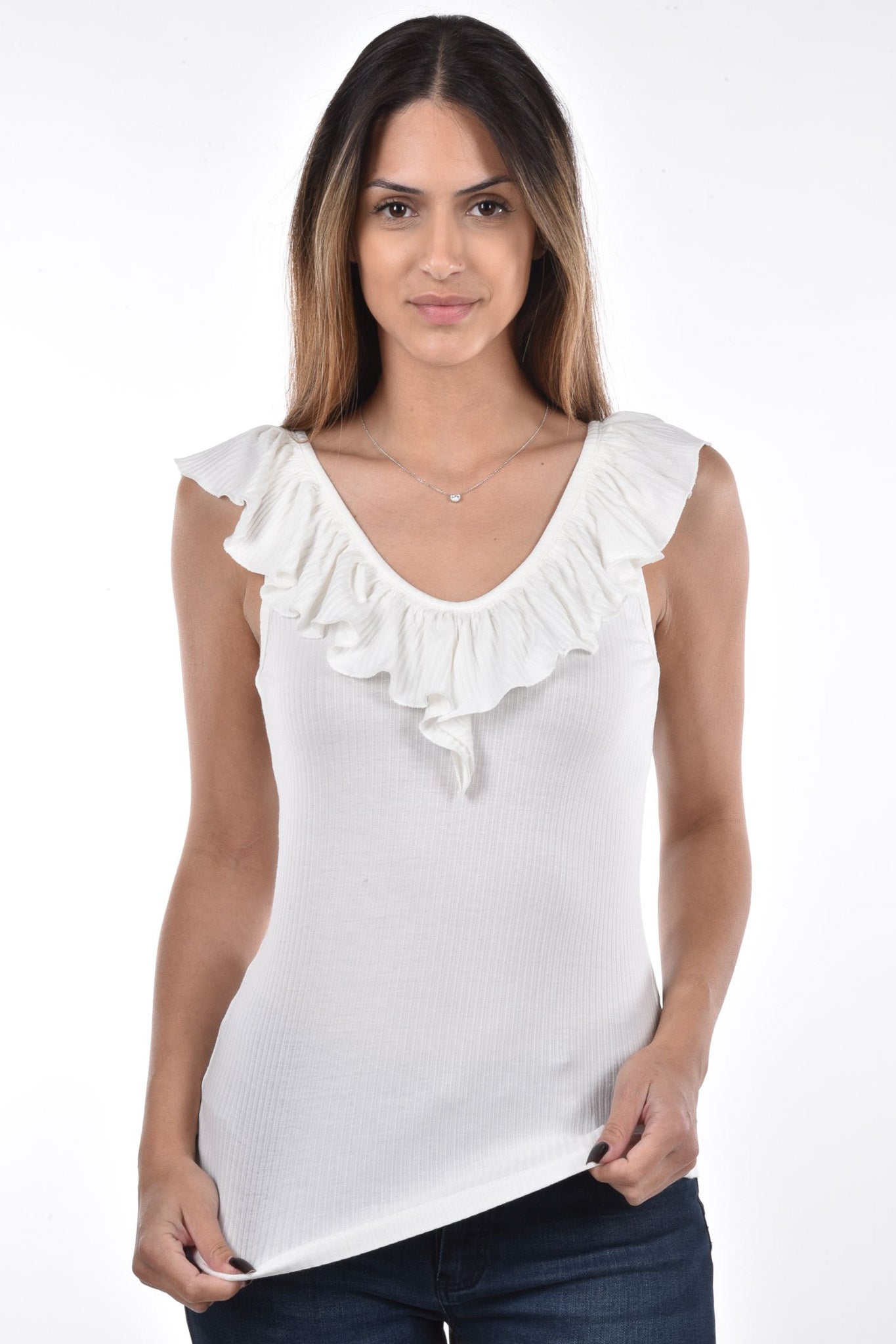 Navin Top frills bamboo rib