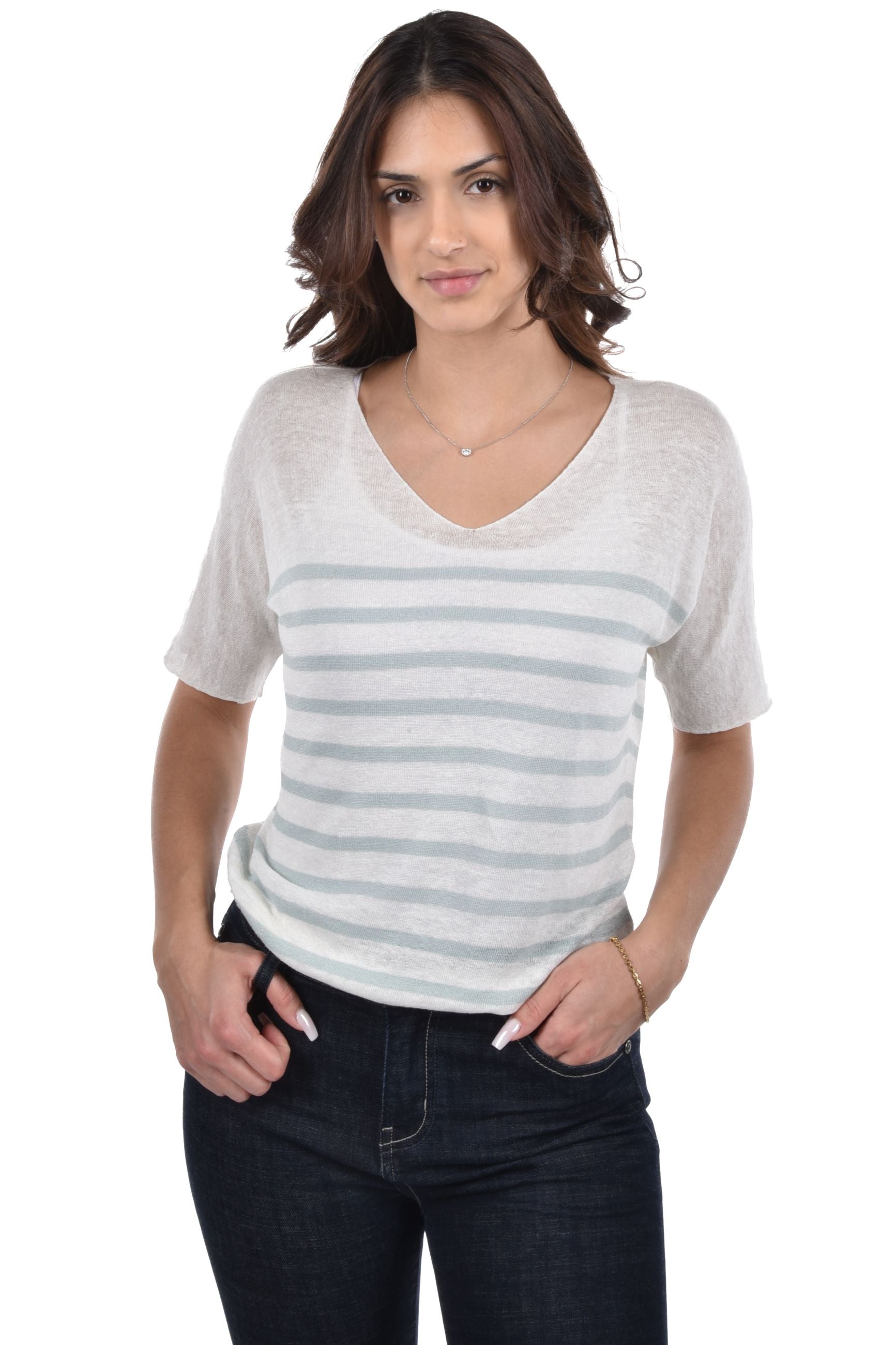 Caluso Pullover short sleeves stiped