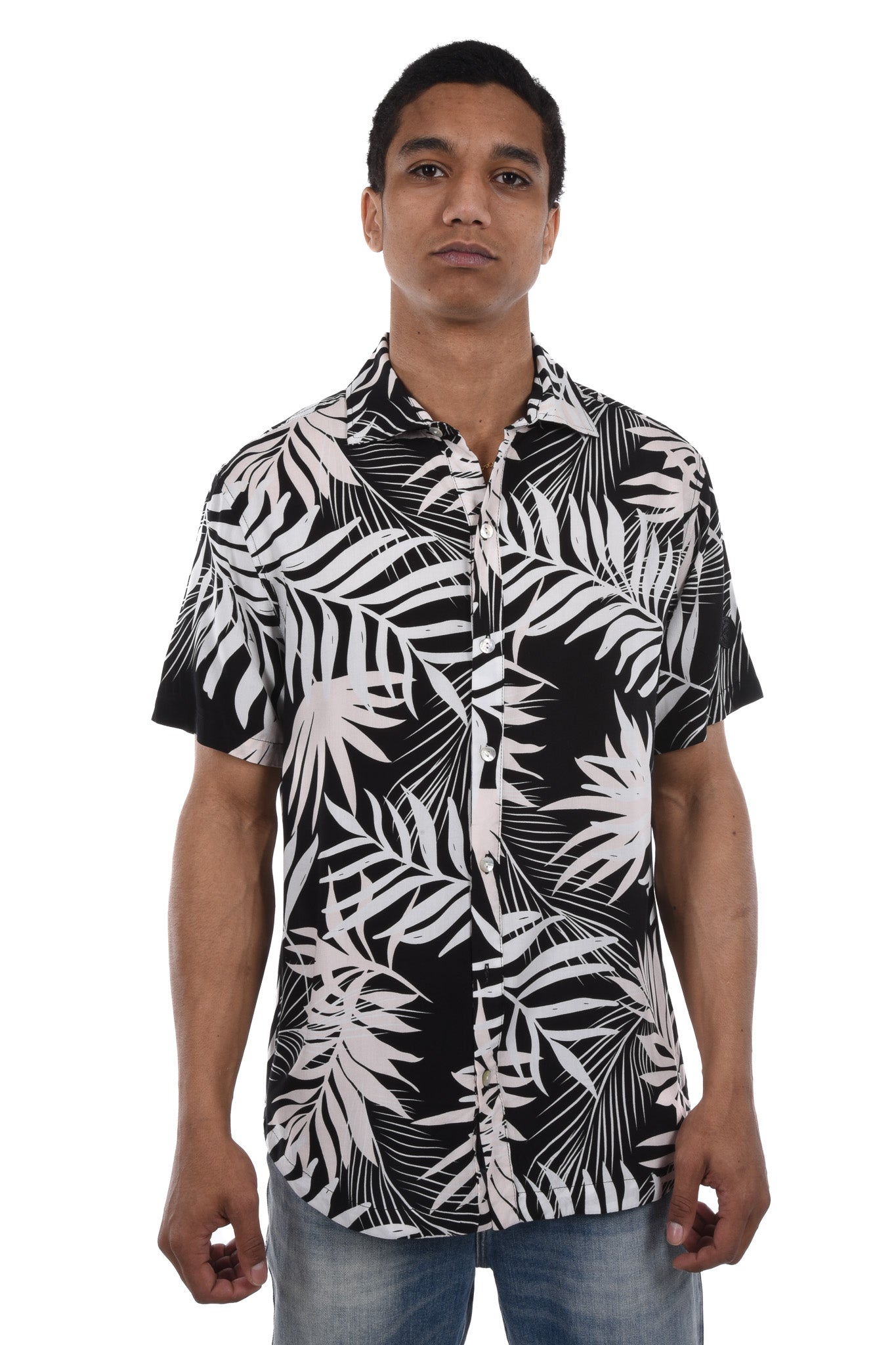 Split Shirt palm leafs print