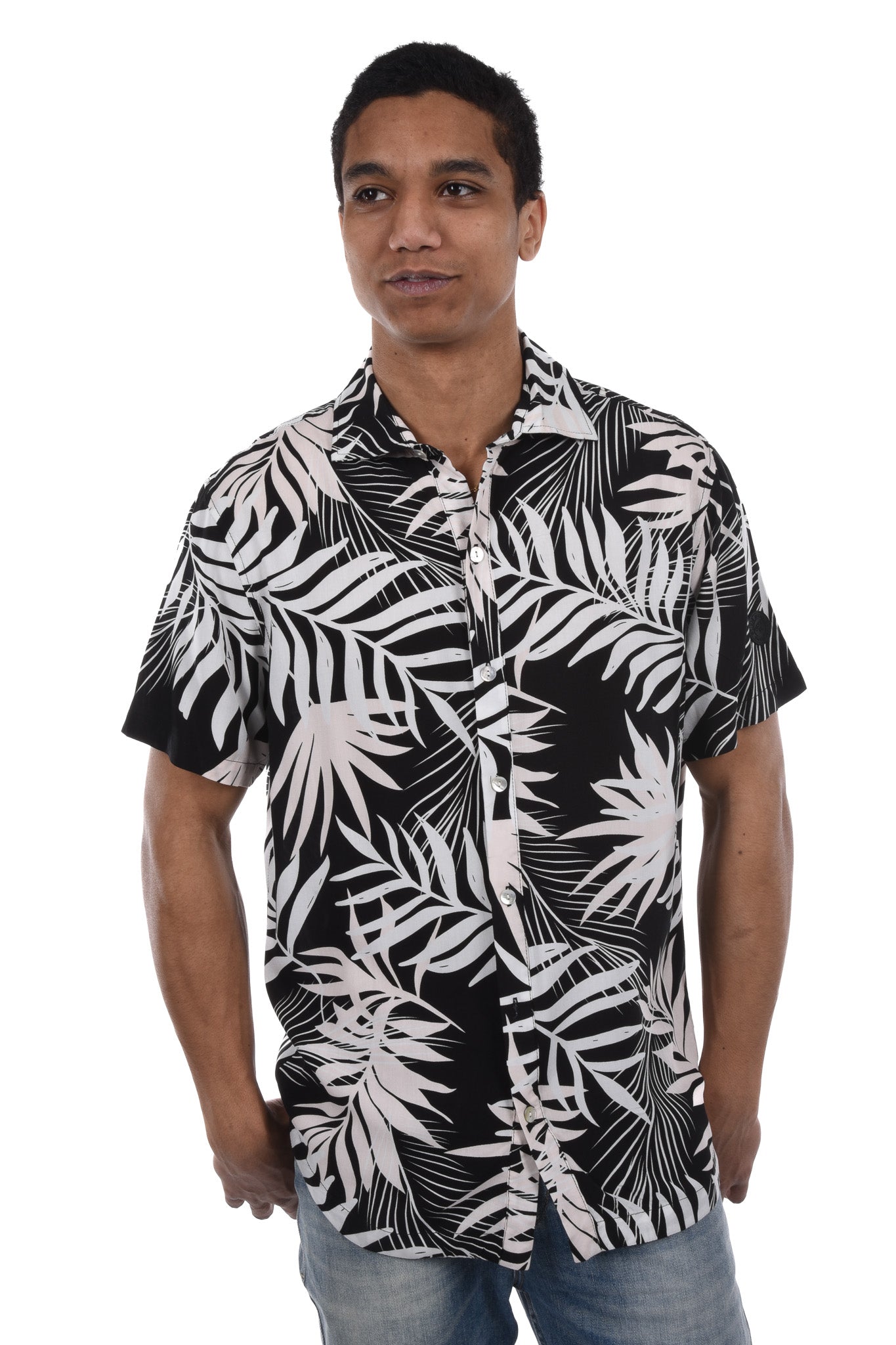 Split Shirt palm leafs print