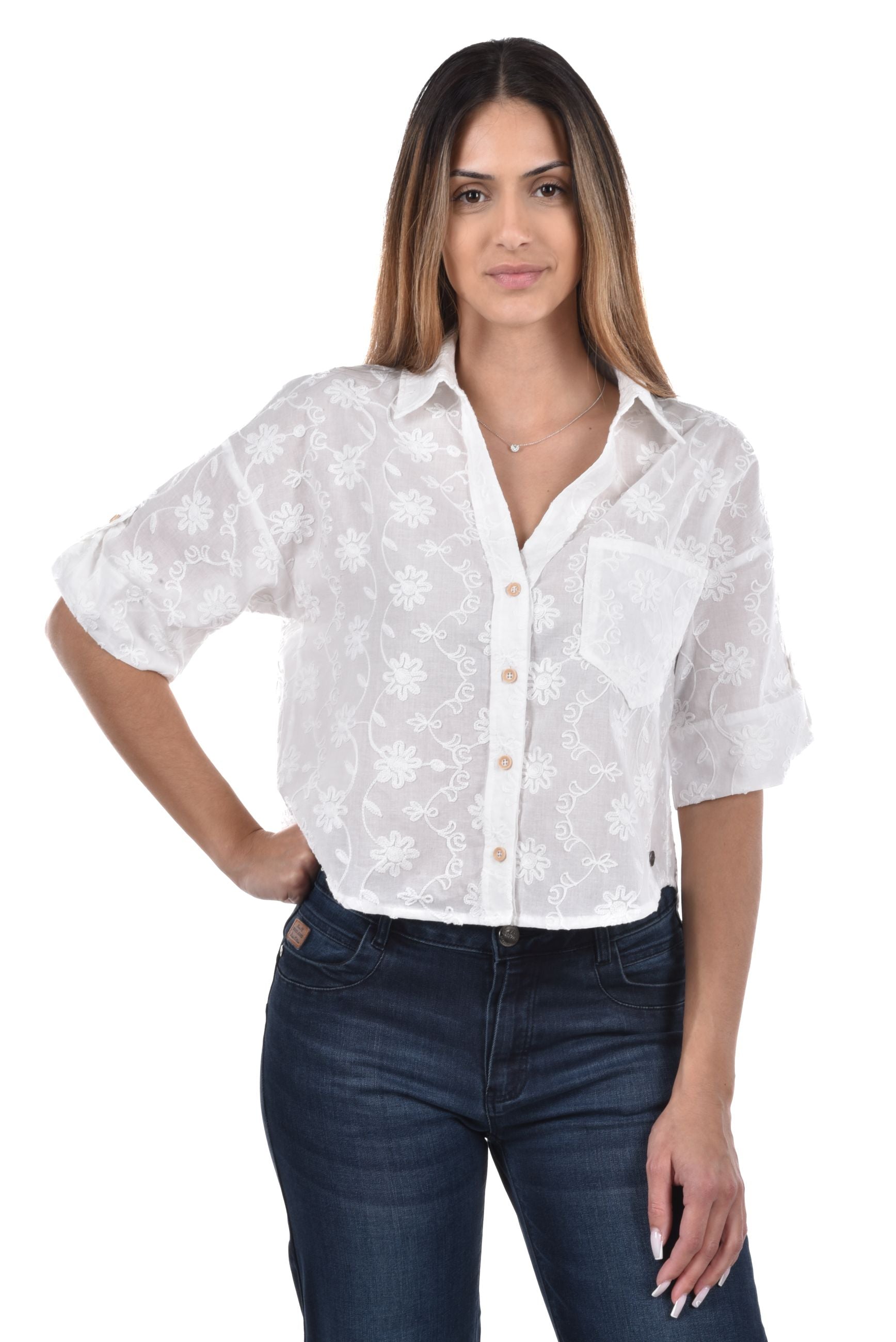 Telva Blouse boxy embroidery