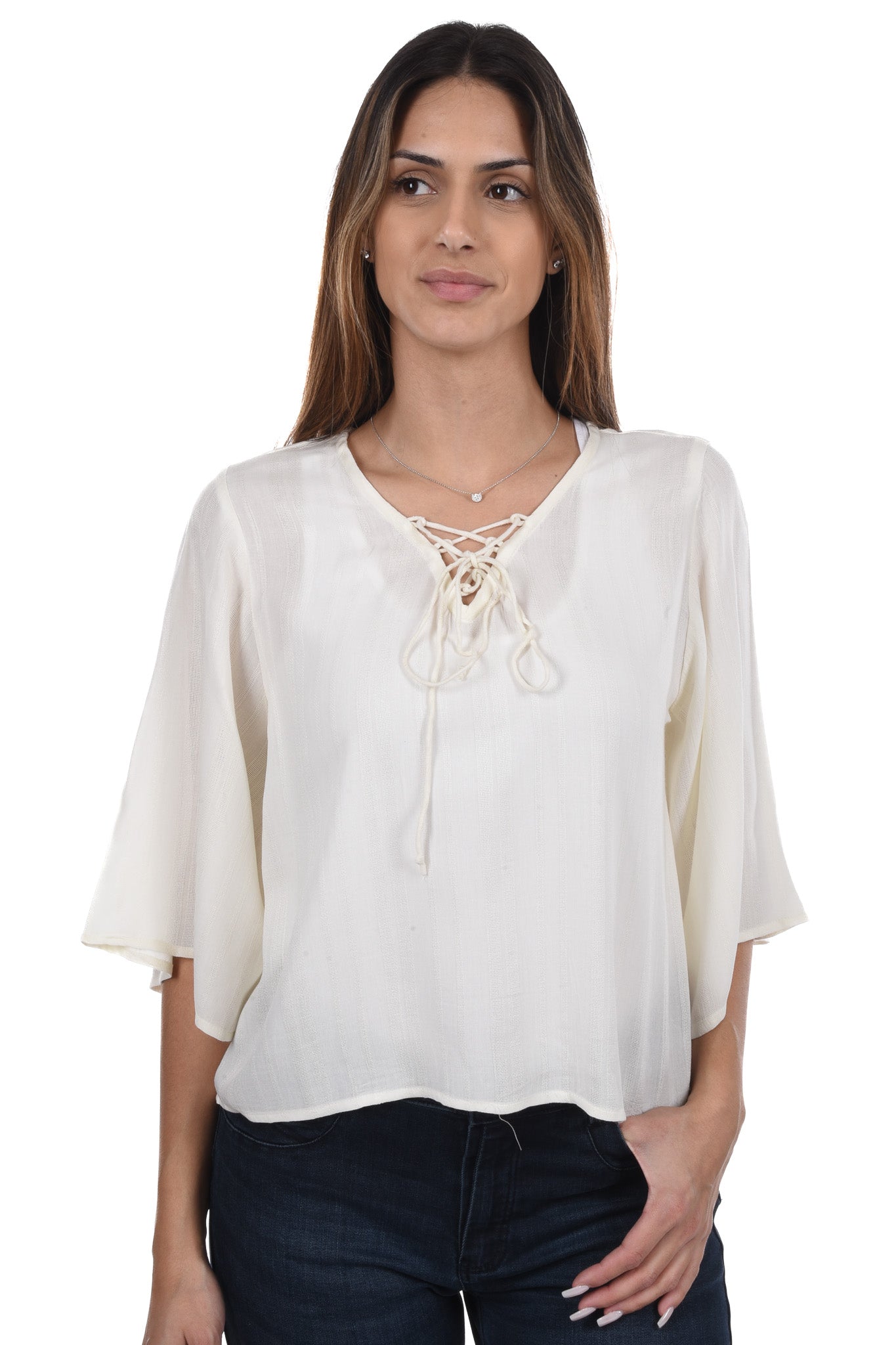 Meg Blouse strings jacquard striped