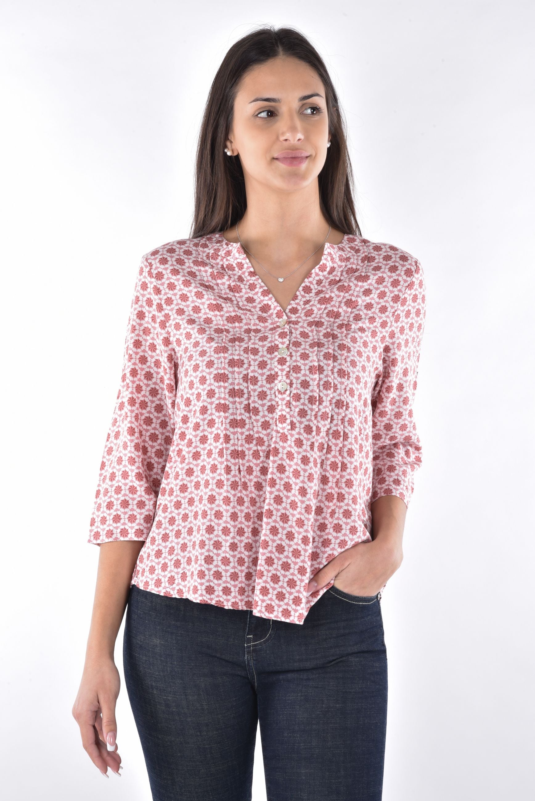 Sutra Blouse 3/4 sleeves printed
