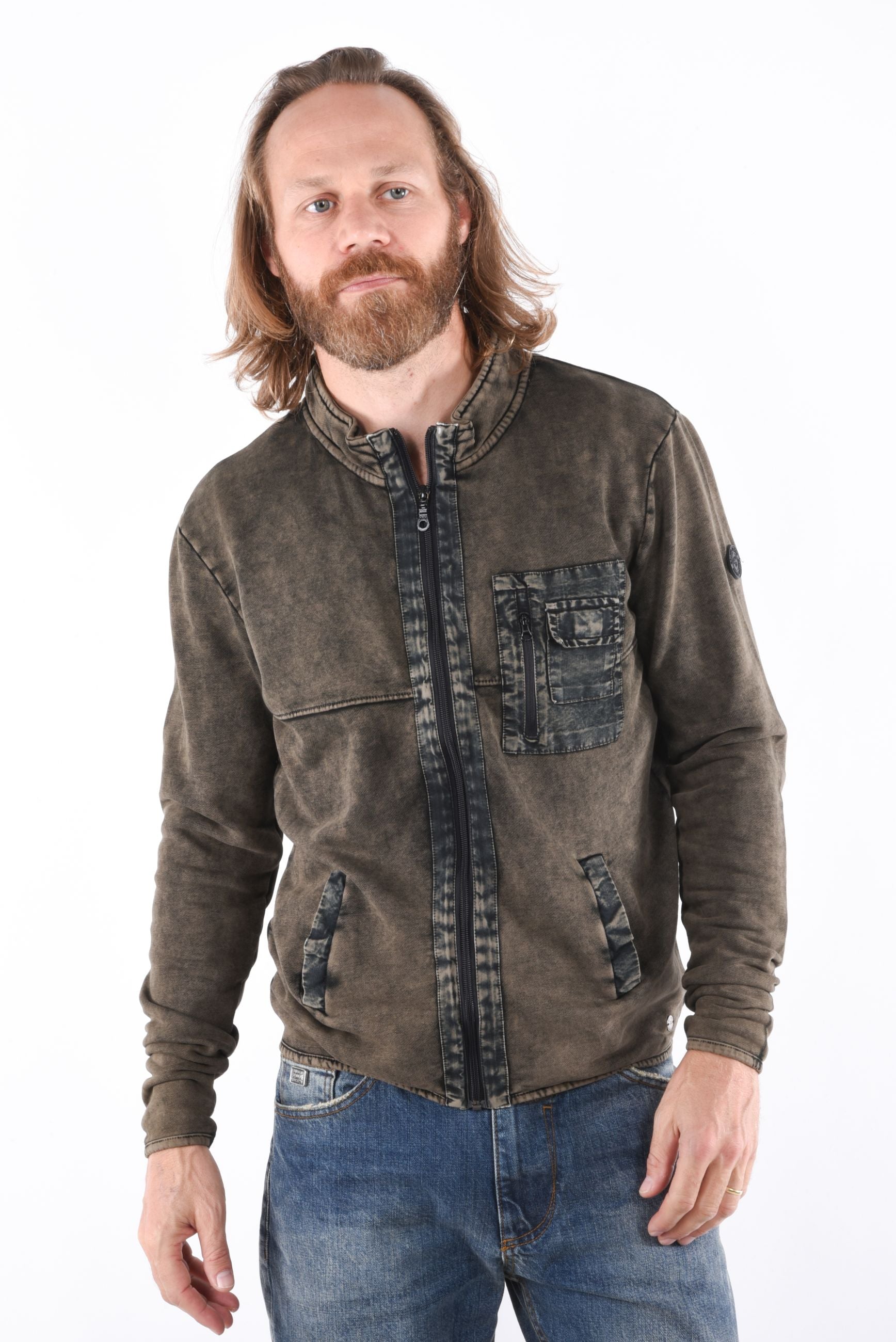 Sweden Jacket with zip enzyme wash