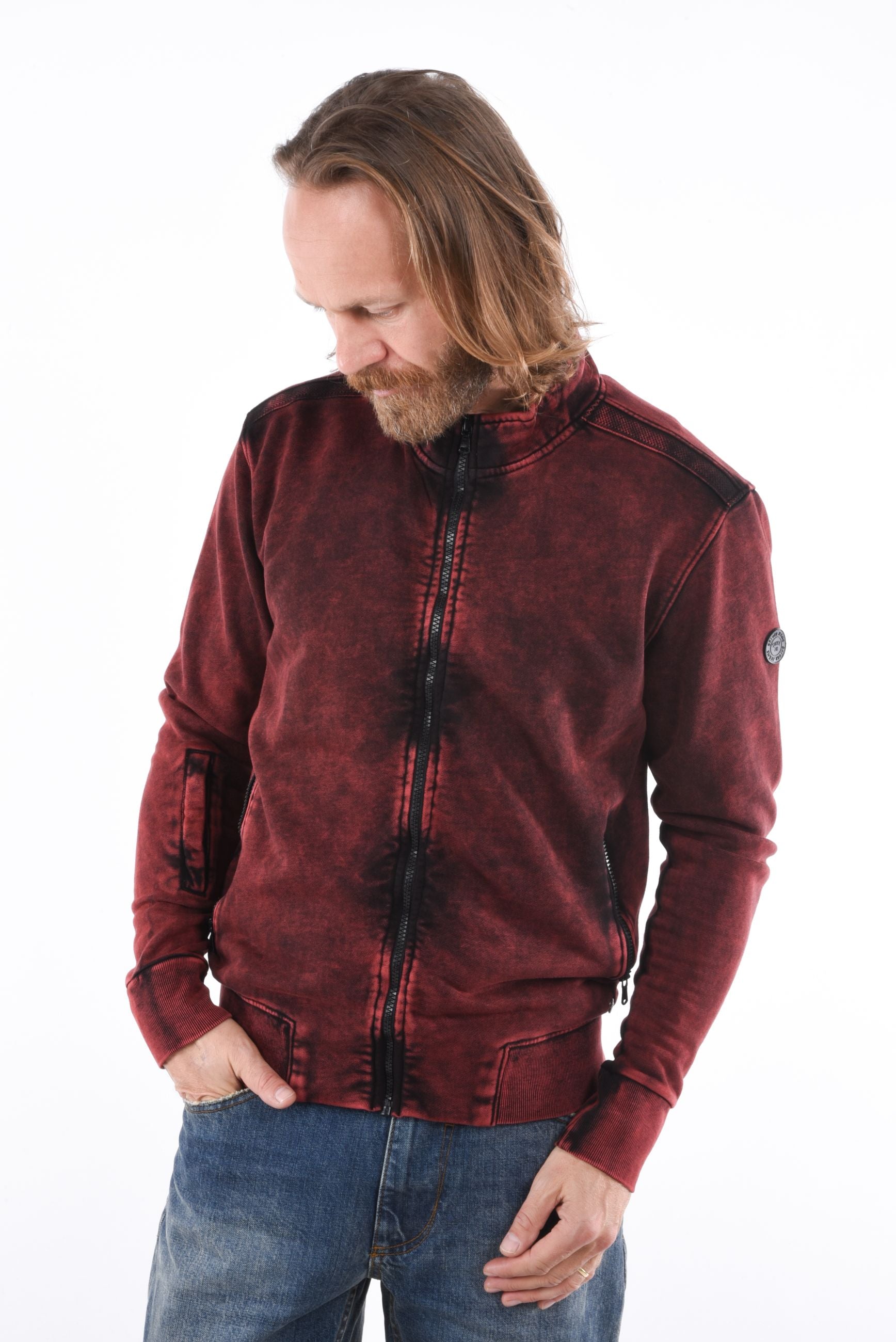 Norwood Sweat Jacket with zip enzyme wash