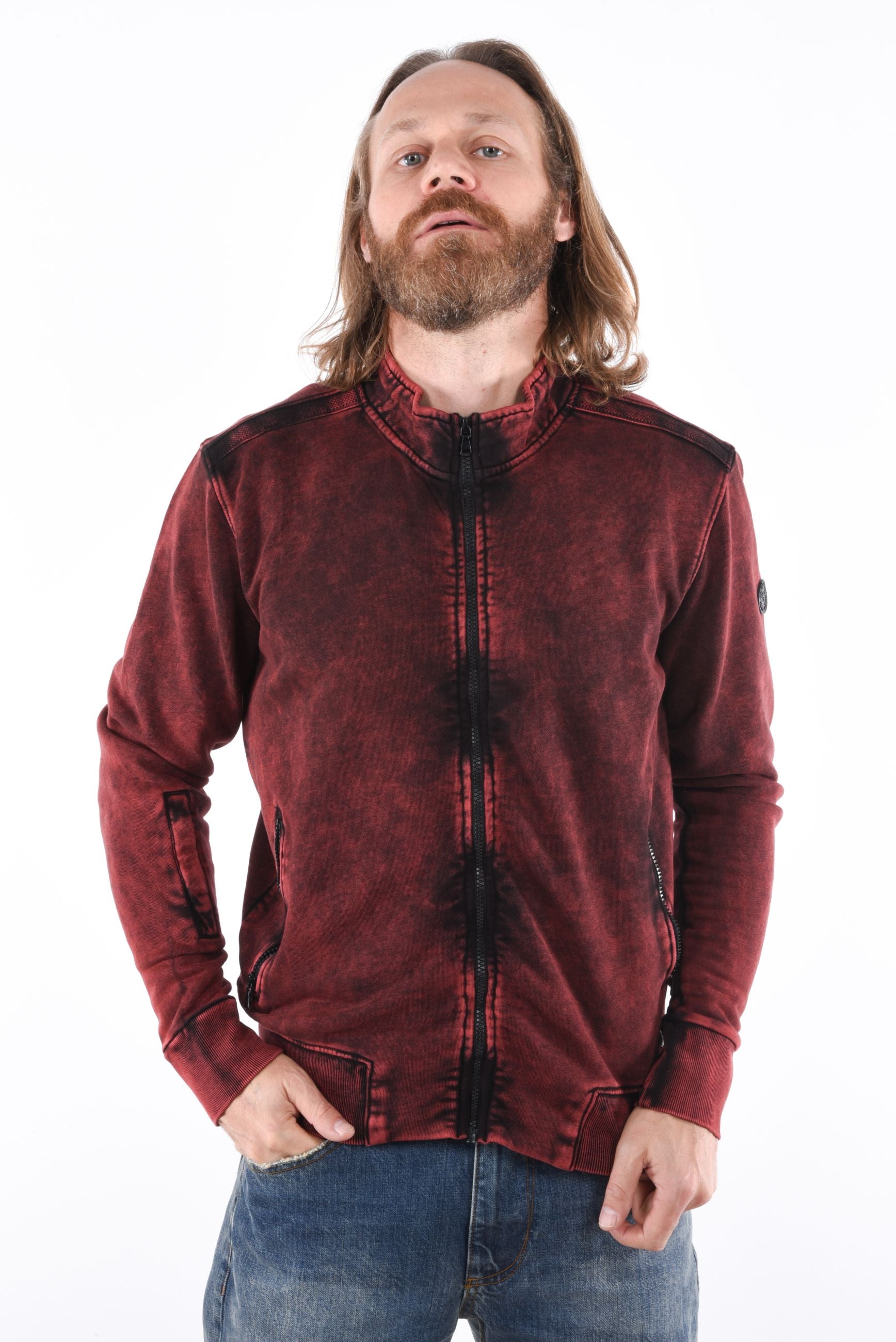 Norwood Sweat Jacket with zip enzyme wash