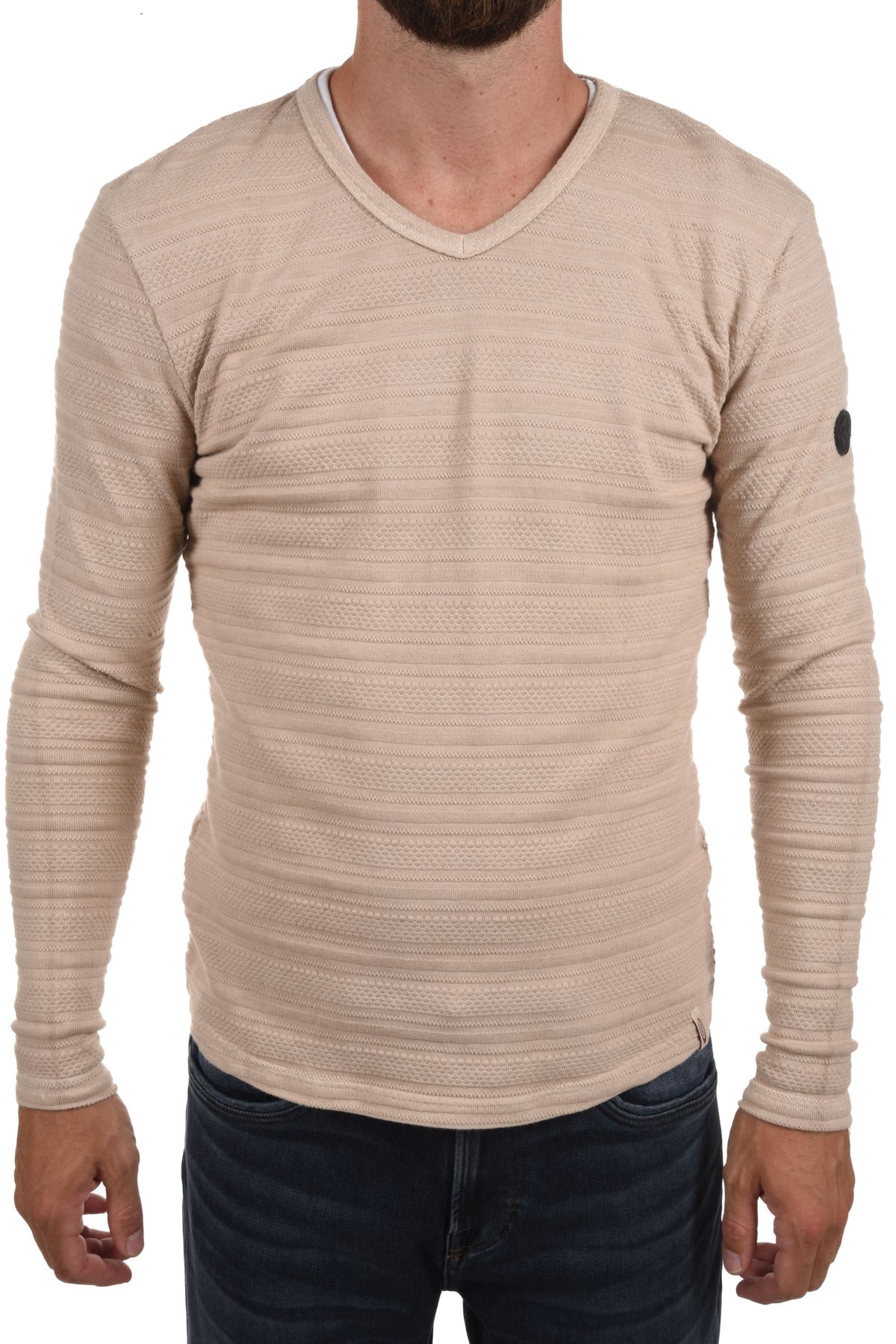 Newton Sweatshirt V-Neck jacquard stripes