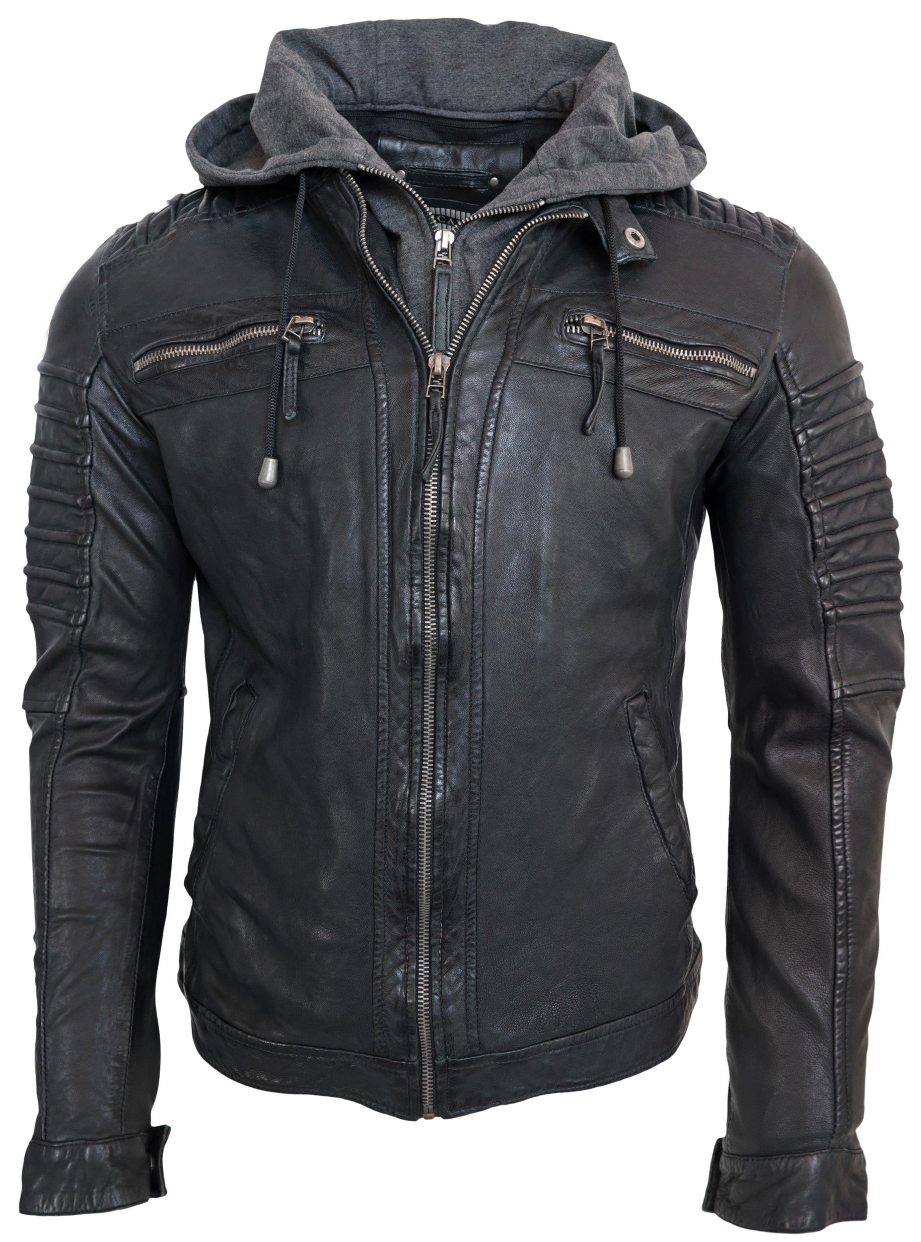 Leather Jacket Goatleather hood