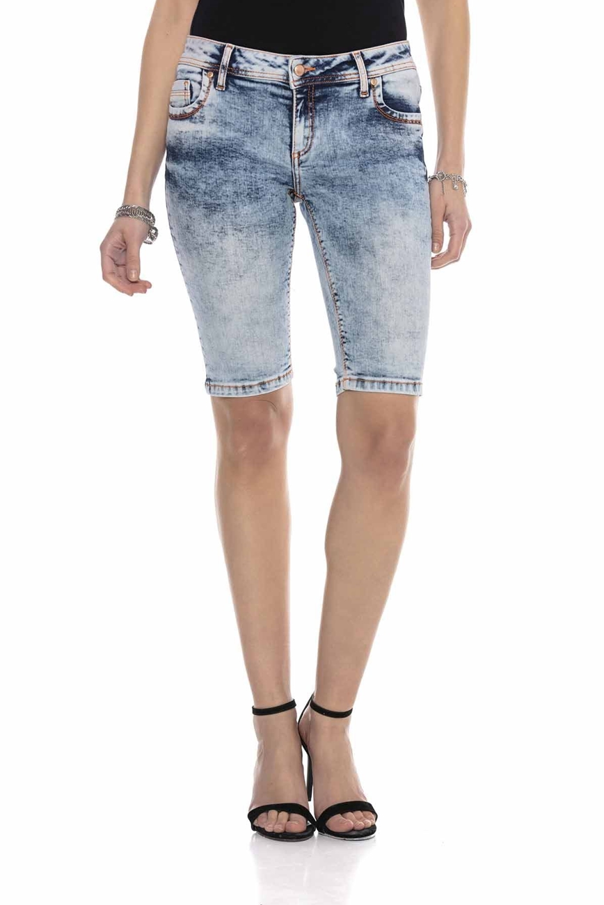 Denim Shorts with fluo stitching